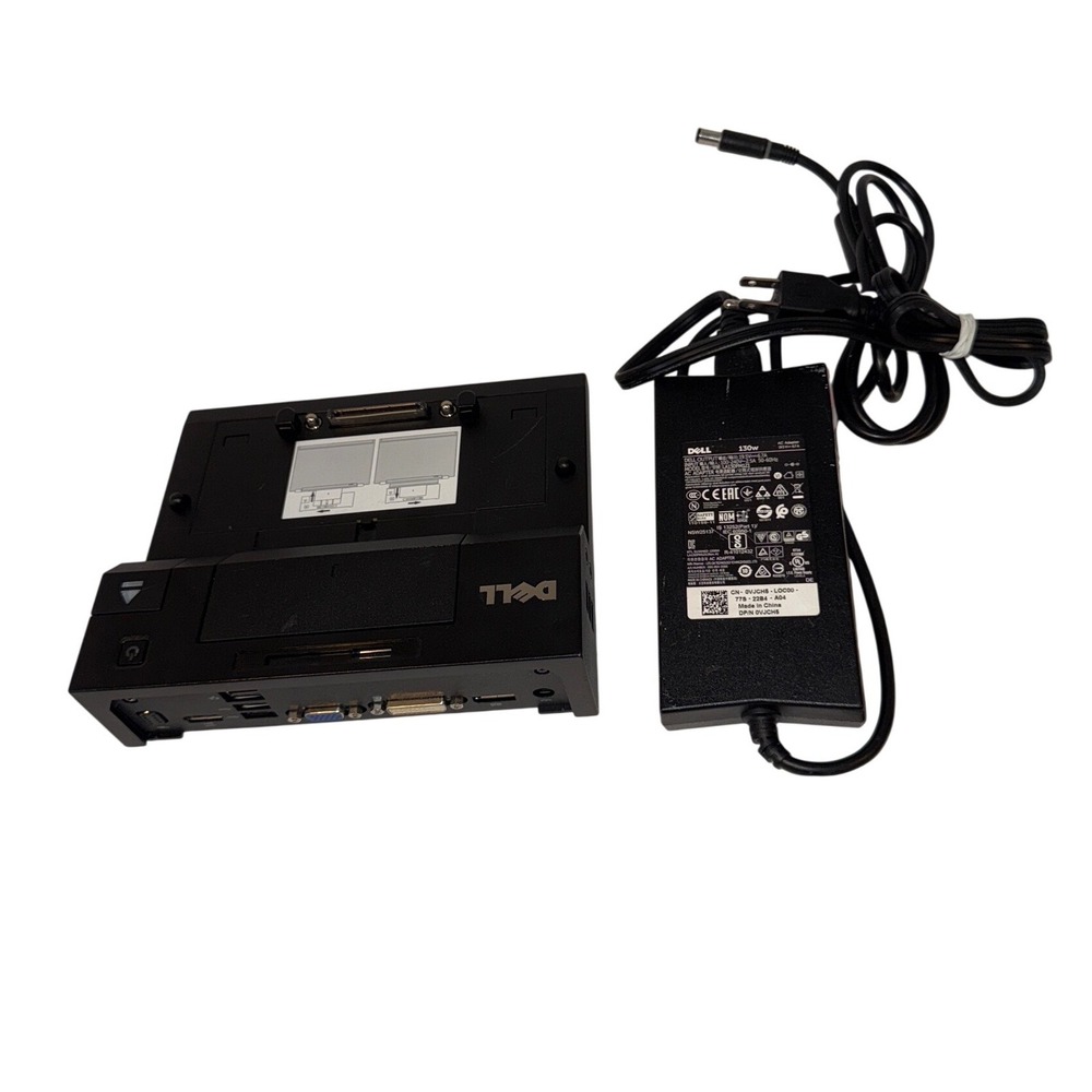 Dell E-Port II PR03X Docking Station with 130W AC Power Adapter LA130PM121 Black